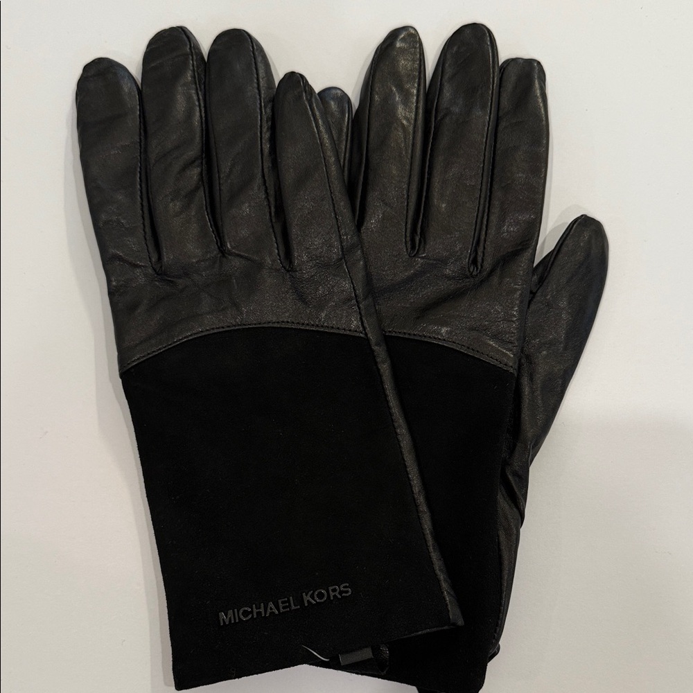MICHAEL Michael Kors Black Suede & Leather Tech Gloves